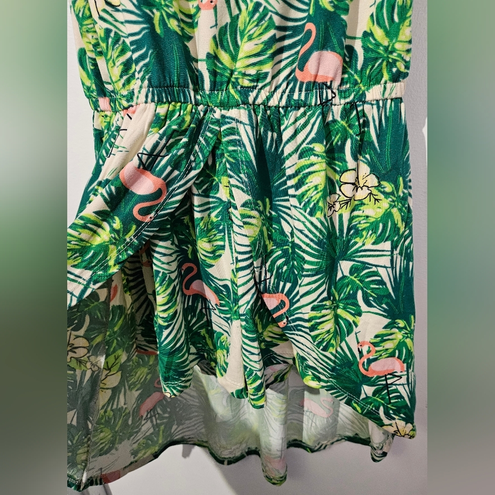 Tropical Green Sleeveless Romper Shorts Dress Medium - Picture 4 of 4